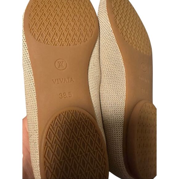 Vivaia size 7.5 tan cream sparkle almond toe flats shoes - NEW - Picture 3 of 7